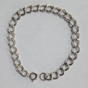 Elegant Vintage Sterling Silver 925 Chain Charm Bracelet 7"